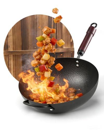Save 32% on 13" Carbon Steel Wok with Wooden Lid