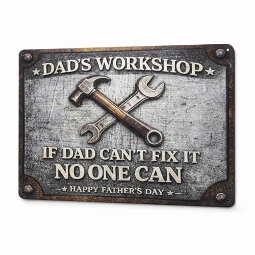 50% Off Personalized Vintage Metal Sign for Dad's Workshop