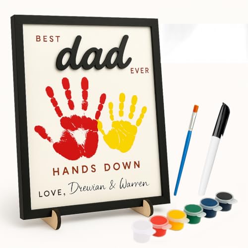 50% Off Personalized Dad Wooden Sign Gift - DIY Handprint Kit