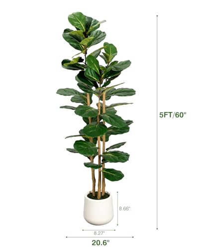 38% Off Artificial Fiddle Leaf Fig Tree 5ft with Planter - Image 6