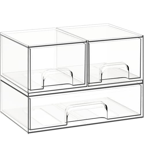 Save 28% on Criusia 3-Pack Clear Acrylic Storage Drawers