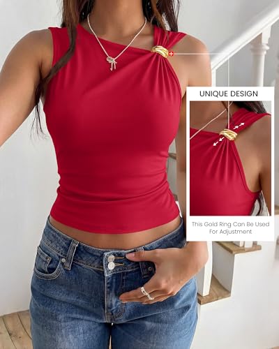 40% Off BTFBM Asymmetrical Sleeveless Tank Top for Women - Image 4