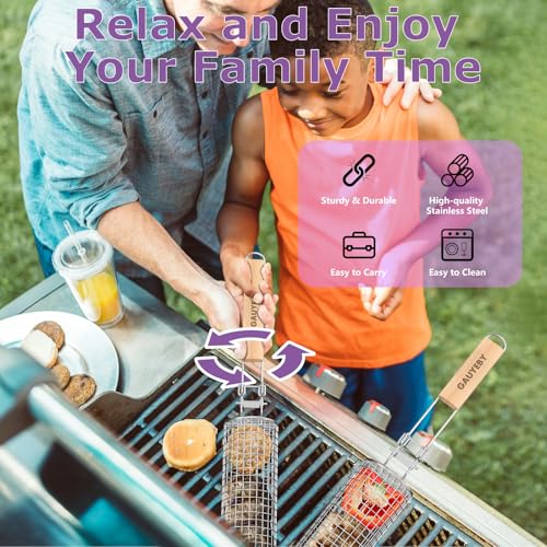 Save 55% on GAUYEBY Rolling Grill Basket with Removable Handle - Image 2