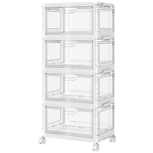 Save 50% on SNSLXH 4-Tier Clear Storage Bins with Wheels