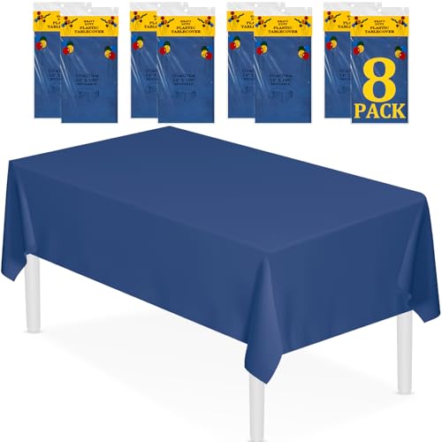 50% Off XSEINO 8-Pack Navy Blue Plastic Tablecloths