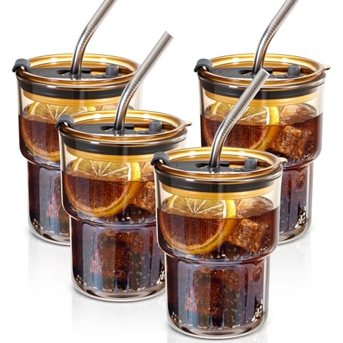 30% Off Lyghei 4-Pack Glass Tumblers with Lids & Straws