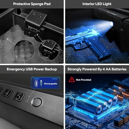 Biometric Gun Safe with 3-Way Unlock Now $47.99 - Image 4