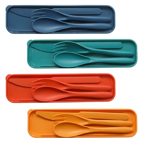 Save 9% on 4-Set Wheat Straw Travel Utensils with Case