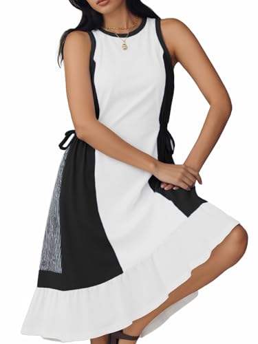 50% Off AOVDE Striped Sleeveless Summer Dress with Pockets