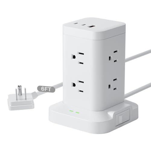 Power Strip Tower with 8 Outlets & Fast USB-C Charging