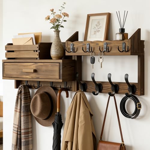 Save 50% on 29-Inch Wall Coat Rack with Shelf & Drawer