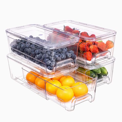 30% Off Large Clear Fridge Organizer Drawers - 4 Pack