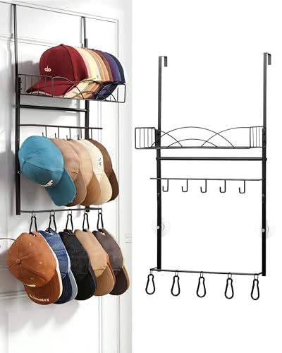 50% Off Metal Hat Rack - Holds 40 Caps with Basket & Hooks