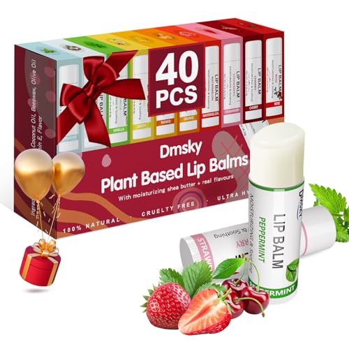 Save 17% on Dmsky 40-Pack Natural Fruit Lip Balm Bulk Set