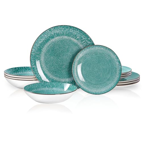 Bestone 12-Piece Porcelain Dinnerware Set for 4 - Dishwasher Safe