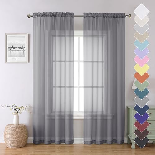 21% Off Lecloud Charcoal Grey Sheer Curtains (2 Panels)