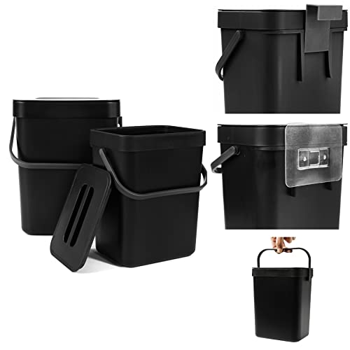 2-Pack Hanging Trash Cans with Lid - Space-Saving Design