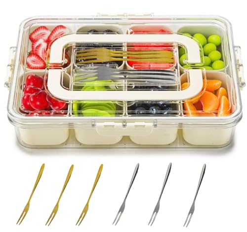 Snackle Box Container with 8 Compartments & 6 Forks - $13.99