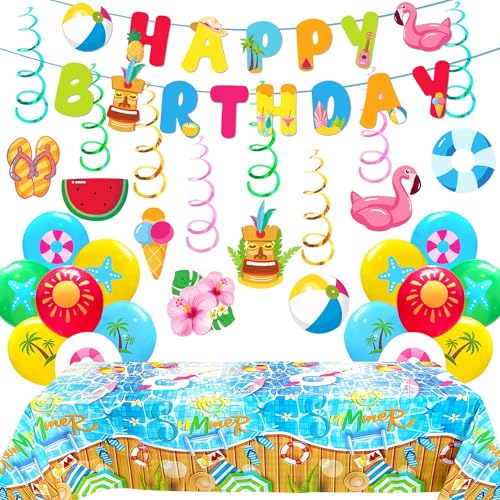 50% Off Summer Beach Party Decorations Kit with Banner & Balloons