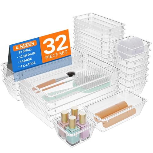 50% Off StorMiracle 32-Piece Clear Drawer Organizer Set