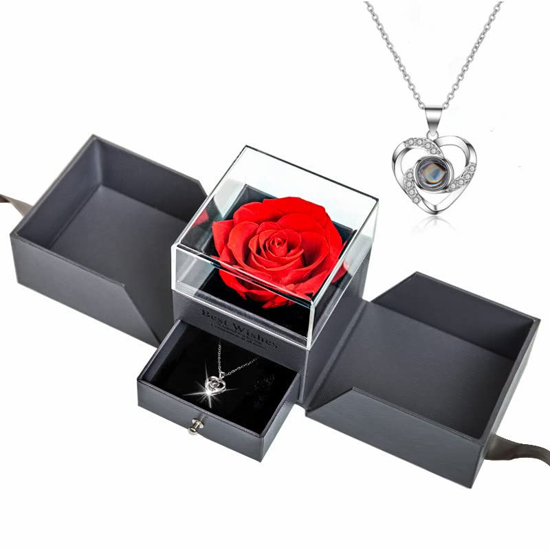 Preserved Rose Gift Box with Necklace - Under $10