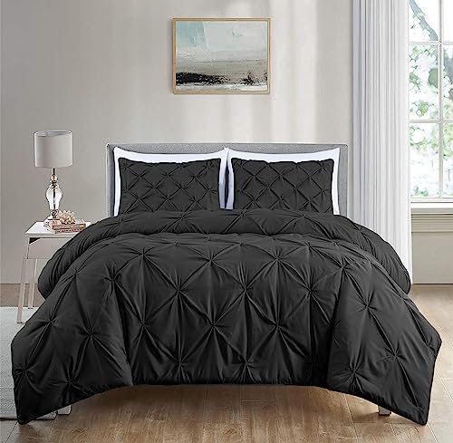 Chezmoi King Comforter Set - Pinch Pleat Microfiber Bedding