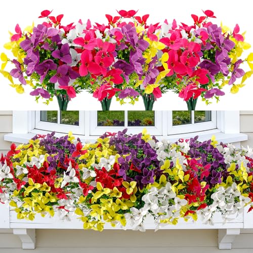 24 UV-Resistant Artificial Flower Bundles for Outdoor Decor