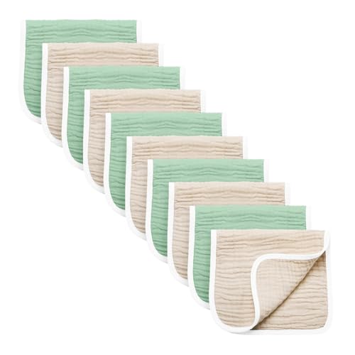 Synrroe 10-Pack Large Muslin Burp Cloths for Babies