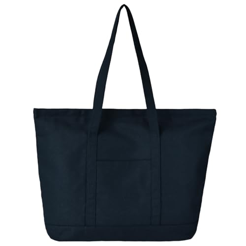 50% Off Large Canvas Tote Bag with External Pocket