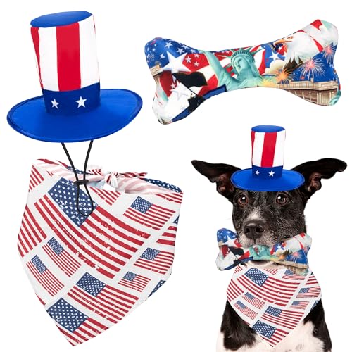 50% Off 4th of July Dog Bandana, Hat & Toy Set