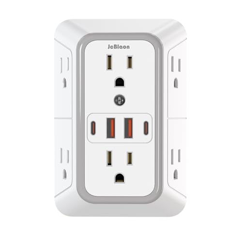 JcBlaon 6-Outlet USB Surge Protector Wall Adapter