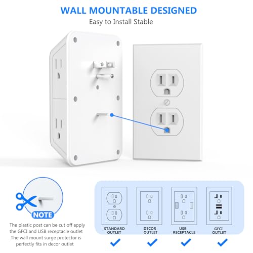 JcBlaon 6-Outlet USB Surge Protector Wall Adapter - Image 5