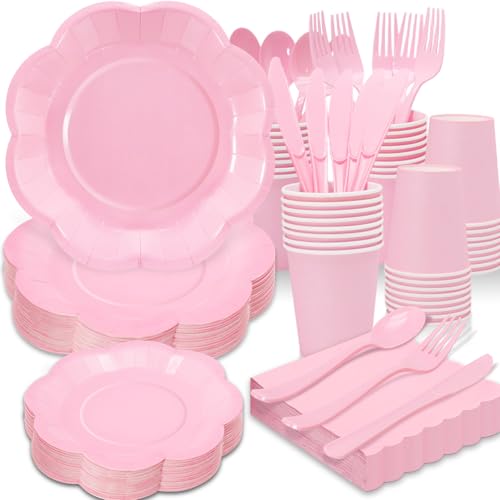 50% Off 350-Piece Pink Party Plates & Napkins Set for 50 Guests