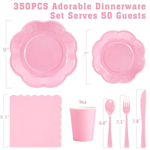 50% Off 350-Piece Pink Party Plates & Napkins Set for 50 Guests - Image 3