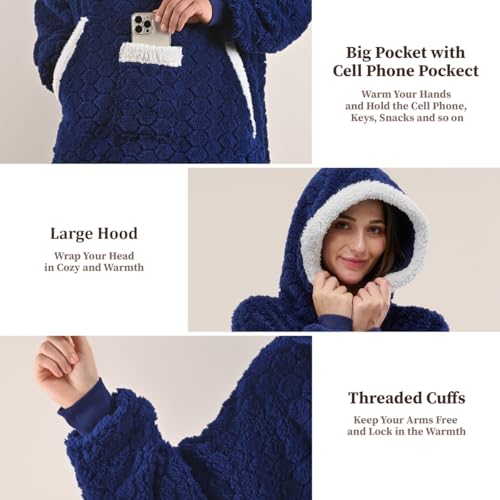 KAWAHOME Cozy Wearable Blanket Hoodie for Women - Image 3