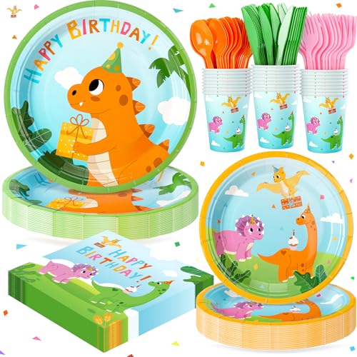 Dinosaur Party Supplies for 24 Guests - 168-Piece Set