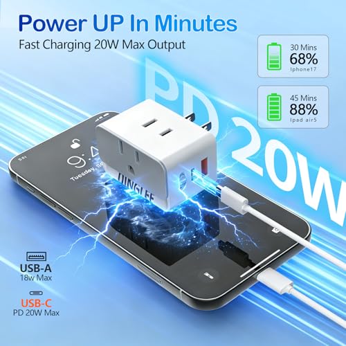Save 41% on 2-Pack Outlet Extender with USB-C PD 20W - Image 3