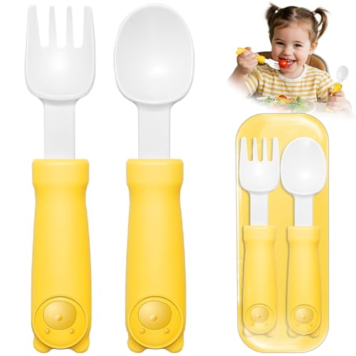 Toddler Utensil Set with Thick Grip - Dishwasher Safe & Adjustable