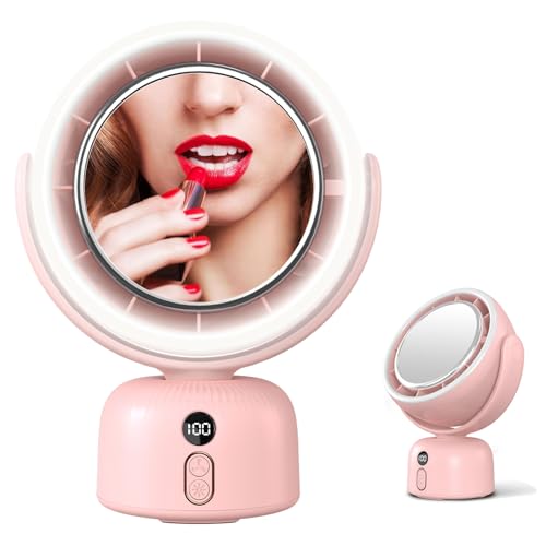 50% Off Rechargeable Fan with LED Makeup Mirror