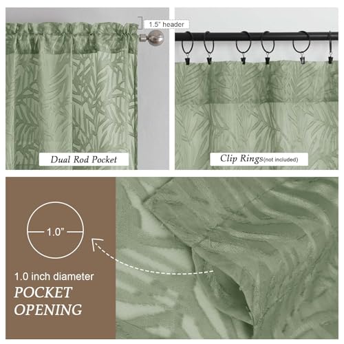 50% Off OVZME Sage Green Sheer Curtains 90 Inch - Image 3