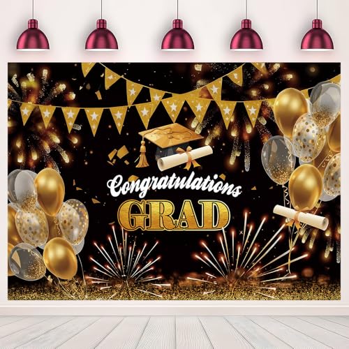 58% Off Gold Black Graduation Photo Backdrop 7x5ft