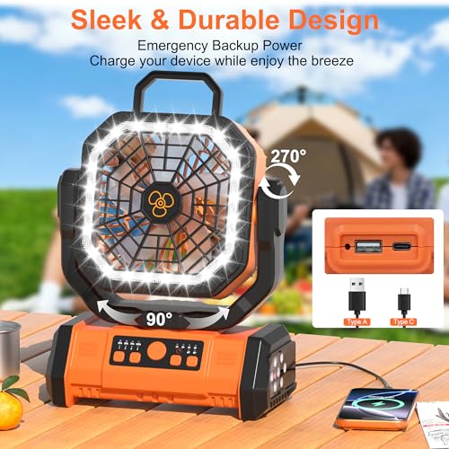 40% Off Honesorn 20000mAh Camping Fan with LED - Image 4
