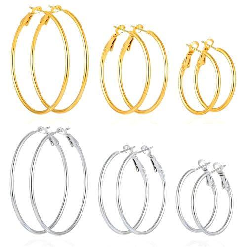 50% Off Gold Silver Hoop Earrings Set for Women