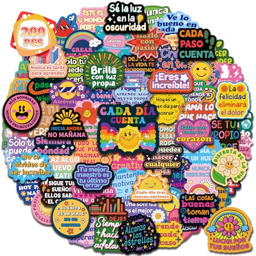 200 Spanish Motivational Stickers - Save 50% with Code