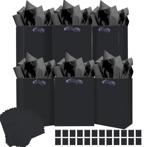 52% Off qiqee 24pcs Black Gift Bags with Tissue Paper