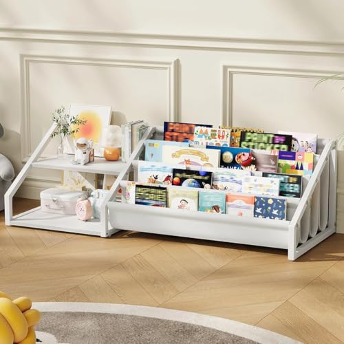 CHOEZON Kids Bookshelf with 2 Shelves & Sling Rack