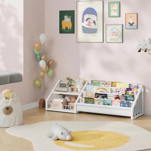 CHOEZON Kids Bookshelf with 2 Shelves & Sling Rack - Image 4