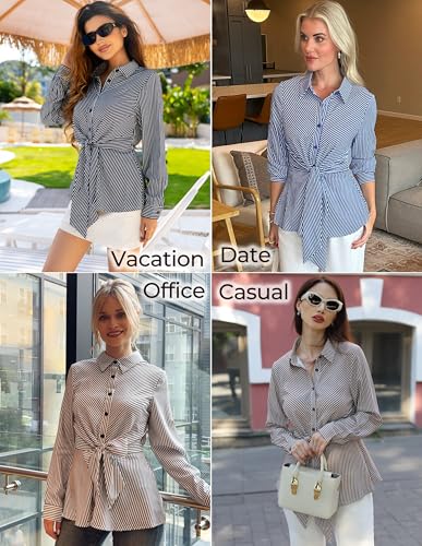 46% Off GRACE KARIN Striped Peplum Work Blouse - Image 2