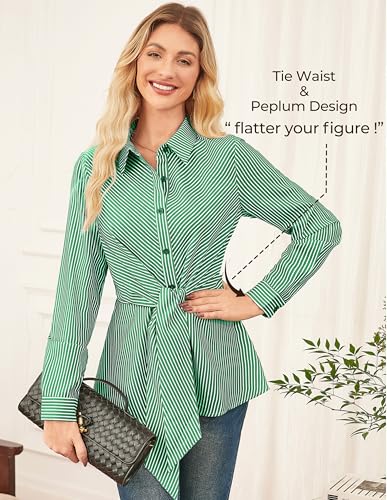 46% Off GRACE KARIN Striped Peplum Work Blouse - Image 4