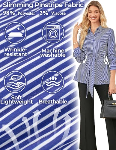 46% Off GRACE KARIN Striped Peplum Work Blouse - Image 5